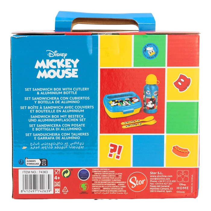 Lunch box + Couverts + Gourde en inox Mickey Mouse 7 ans et + 