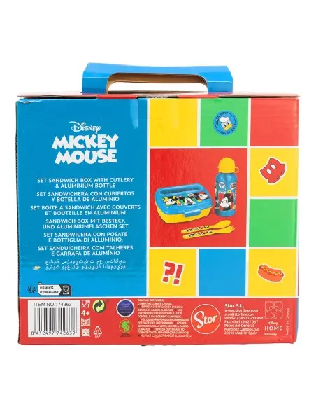 Lunch box + Couverts + Gourde en inox Mickey Mouse 7 ans et + 
