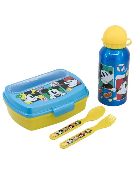 Lunch box + Couverts + Gourde en inox Mickey Mouse 7 ans et + 