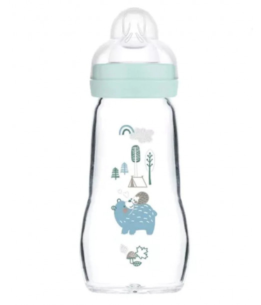 Biberon en verre Feel Good Mam 260ml Bleu, Univers Bébé Puériculture Maroc