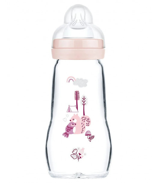 Biberon en verre Feel Good Mam 260ml Rose, Univers Bébé Puériculture Maroc