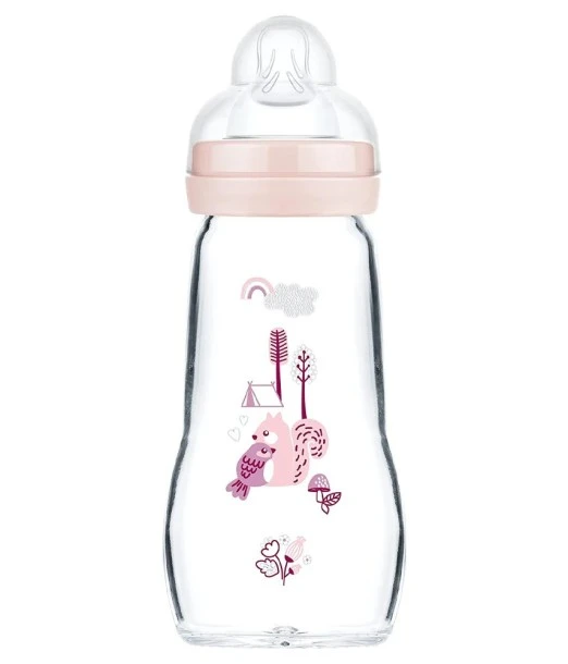 MAM glass baby bottle 260 ml pink