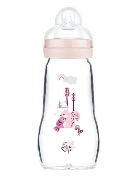 MAM glass baby bottle 260 ml pink