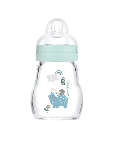 MAM glass baby bottle 170 ml blue