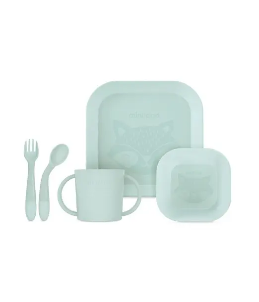 Miniland set de repas carré menthe 0 mois + Vaisselle bébé -