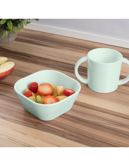 Miniland set de repas carré menthe 0 mois + Vaisselle bébé -