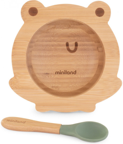 Miniland bol en bois grenouille 0 mois + Vaisselle bébé -