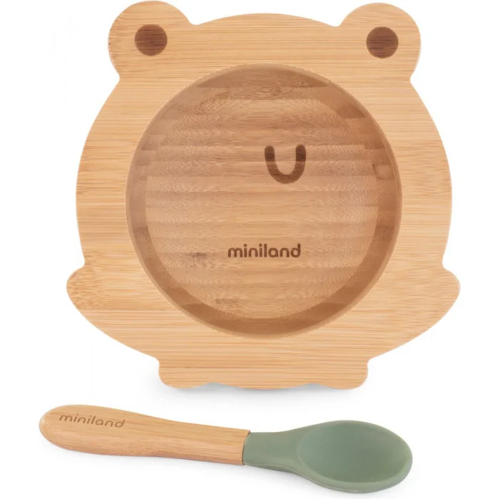 Miniland bol en bois grenouille 0 mois + Vaisselle bébé -