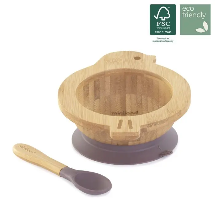 Miniland bol en bois Poussin 0 mois + Vaisselle bébé -