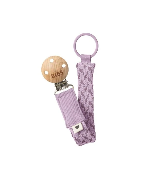 BIBS braided pacifier clip Violet Sky/Mauve