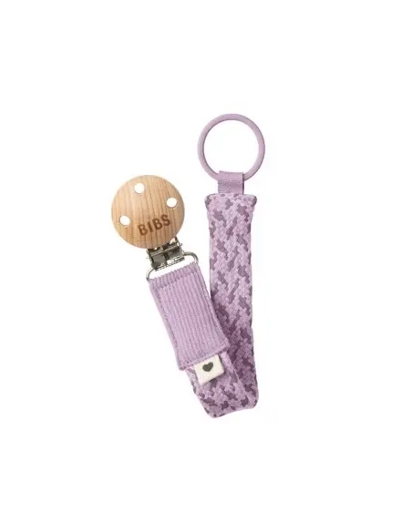 BIBS braided pacifier clip Violet Sky/Mauve