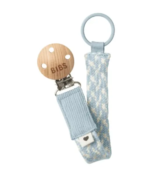 Attache-Sucette Tressée BIBS Baby Blue / Ivory Sucettes - BIBS