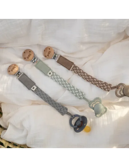 BIBS braided pacifier clip Baby Sage / Ivory — photo 2
