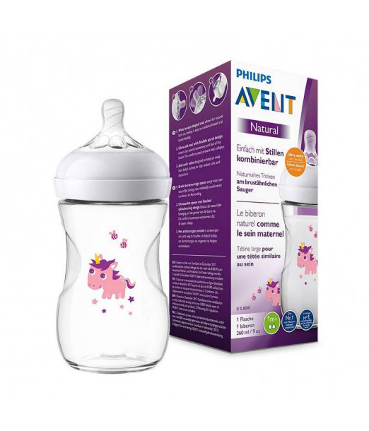 Biberon Avent Natural 260ml Unicorne + Lingettes Waterwipes Offertes au Maroc - Baby And Mom