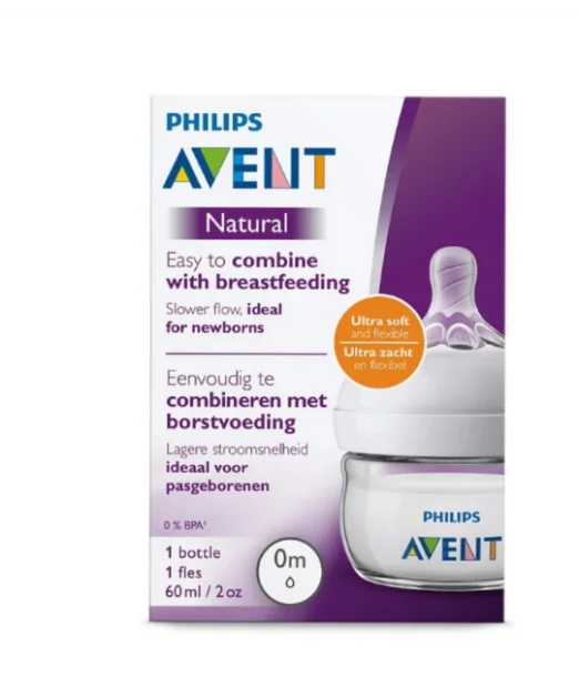 Biberon Avent Natural 60ml 0m+ Repas - Avent Maroc