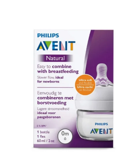Biberon Avent Natural 60ml 0m+ Repas - Avent Maroc