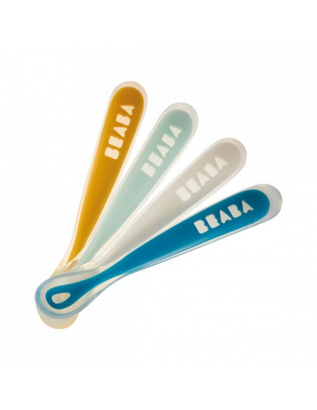 Lot de 4 cuillères 1er âge silicone Rainbow Béaba