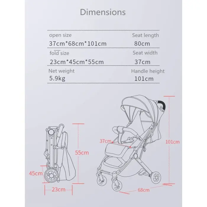 Baby Stone Poussette Valise Noir 0-3 ans Poussette - Maroc