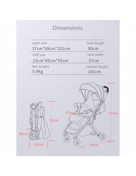 Baby Stone Poussette Valise Noir 0-3 ans Poussette - Maroc