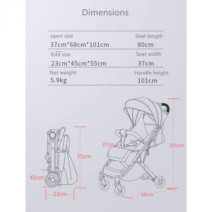 Baby Stone Poussette Valise Gris 0-3 ans Poussette - Maroc