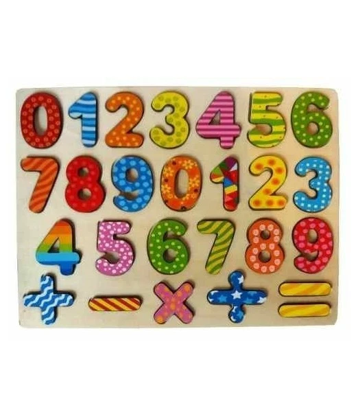 Wooden numbers puzzle multicolour