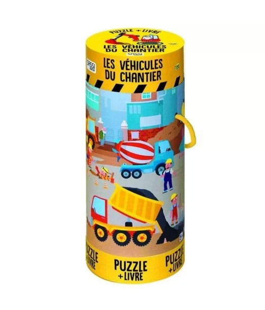 Giant puzzle Construction site vehicles with 100 pieces and a poster, from 5 years