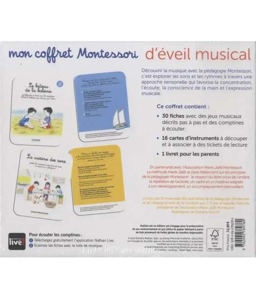 Nathan Mon coffret Montessori d'éveil musical 3ans+ Livres & 2