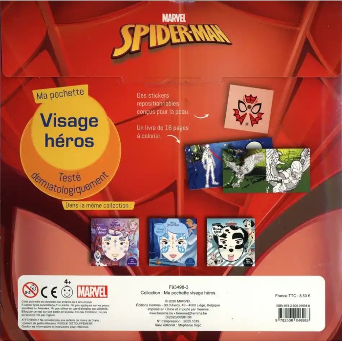HEMMA Ma pochette visage héros Spider-Man 4 ans+ Livres &