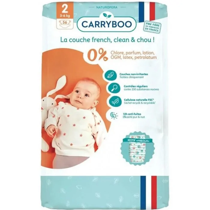 Carryboo Couches Jumbo taille 2 (3-6kg) 56 couches