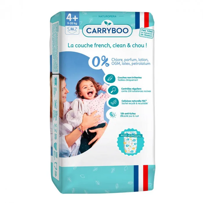 Carryboo Couches Jumbo taille 4 plus (9-20kg) 46 couches