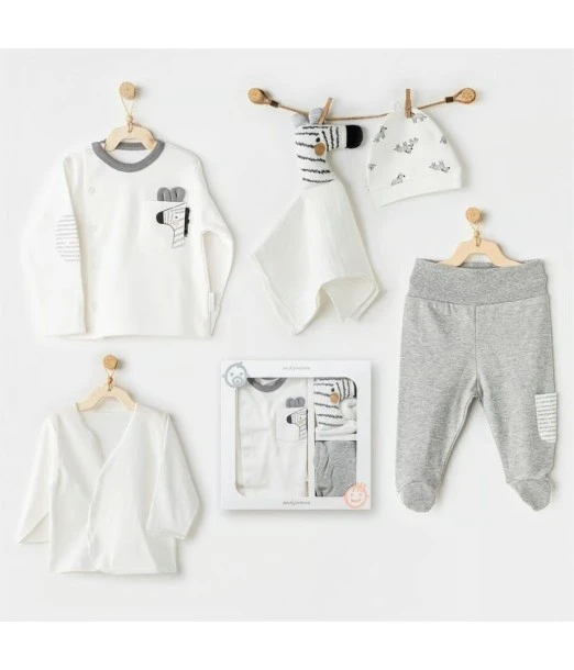 Newborn gift set 100% cotton, 5-piece, Zebra