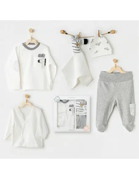 Newborn gift set 100% cotton, 5-piece, Zebra